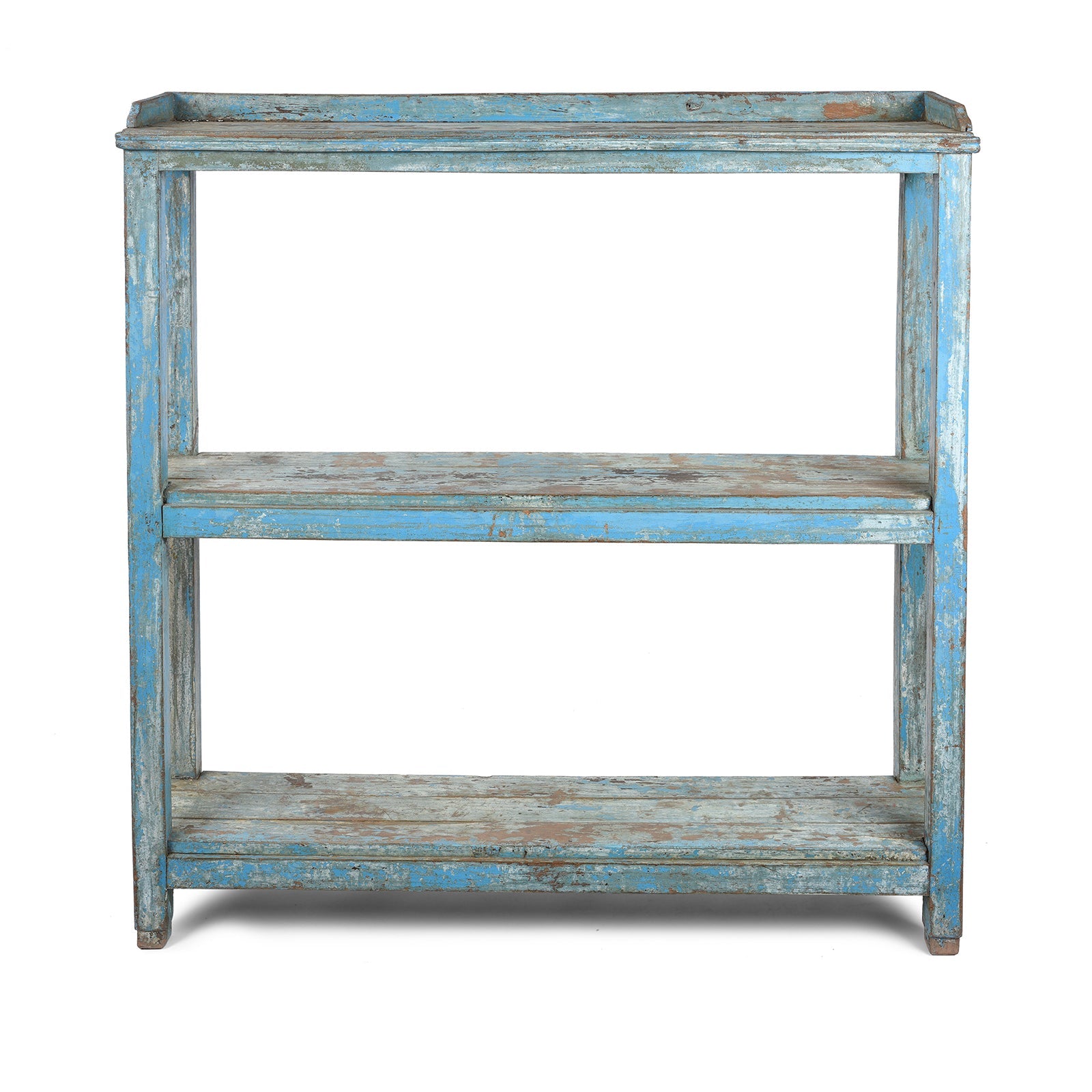 Blue Painted Teak Shelf From Gujarat - Ca 1930