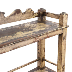 Vintage Cream Painted Teak Shelf From Gujarat - Ca 1930