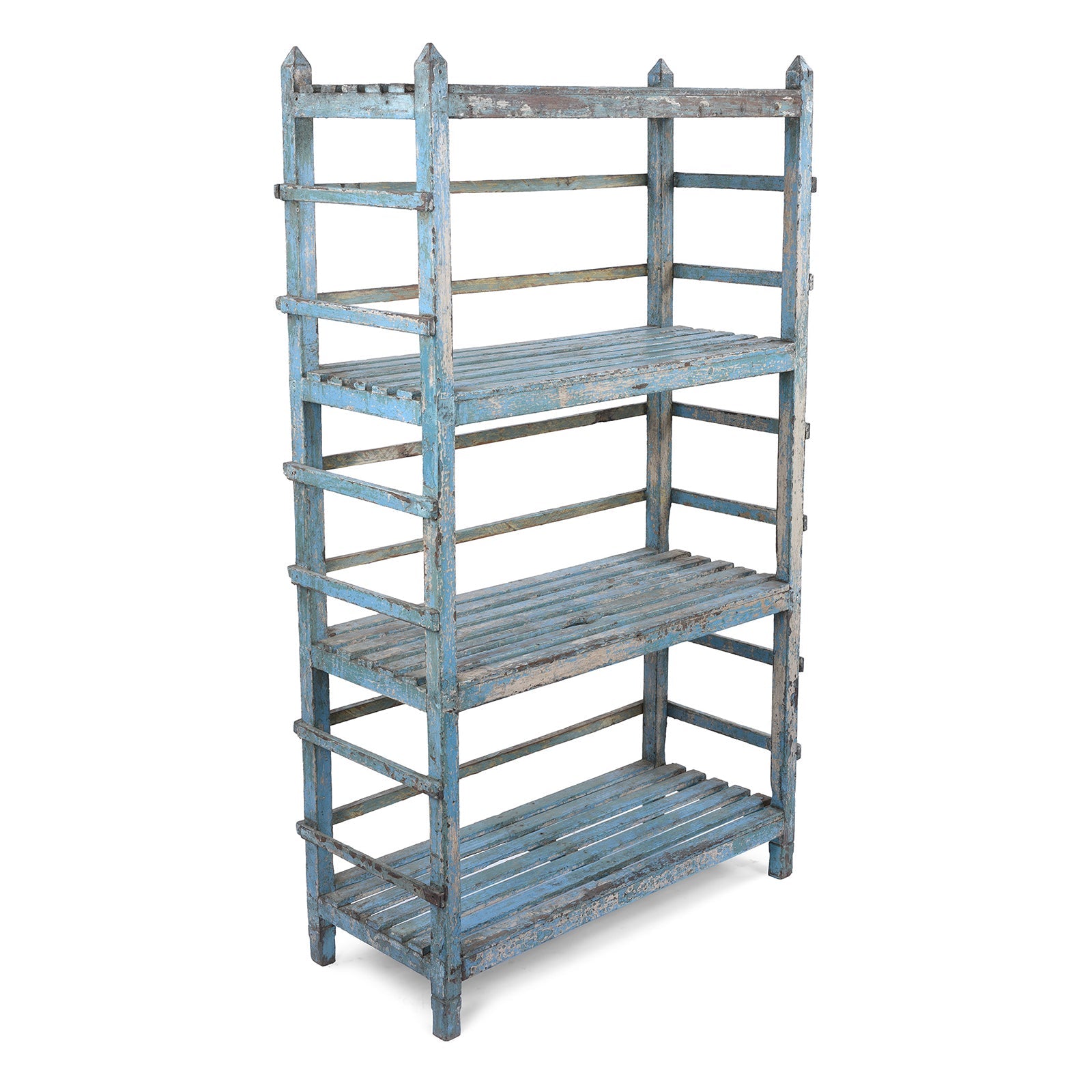 Slatted Blue Painted Shelf From Gujarat - Ca 1930