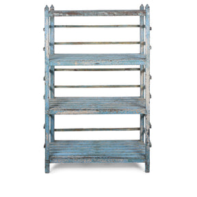 Slatted Blue Painted Shelf From Gujarat - Ca 1930