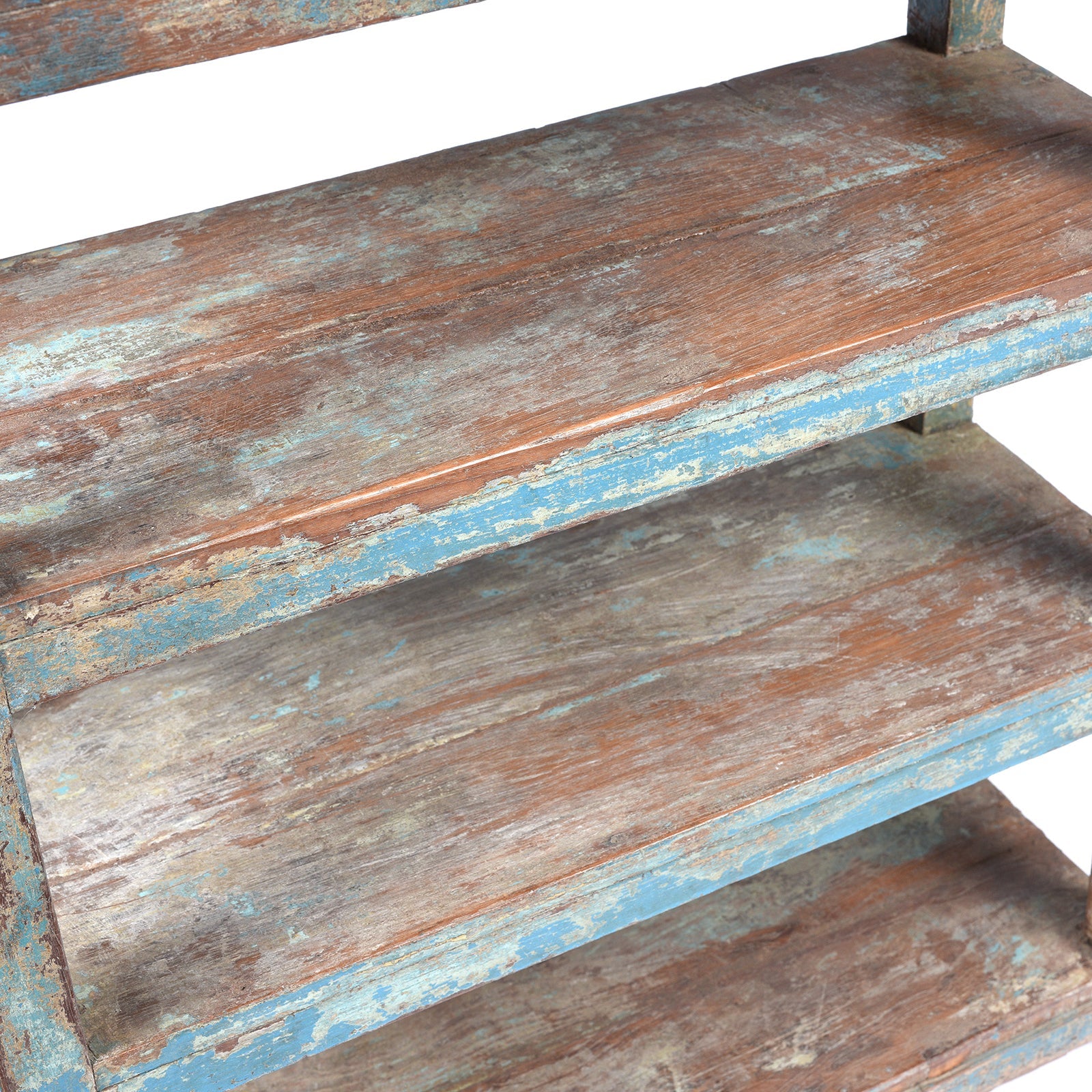 Small Vintage Painted Indian Teak Shelf - Ca 1930