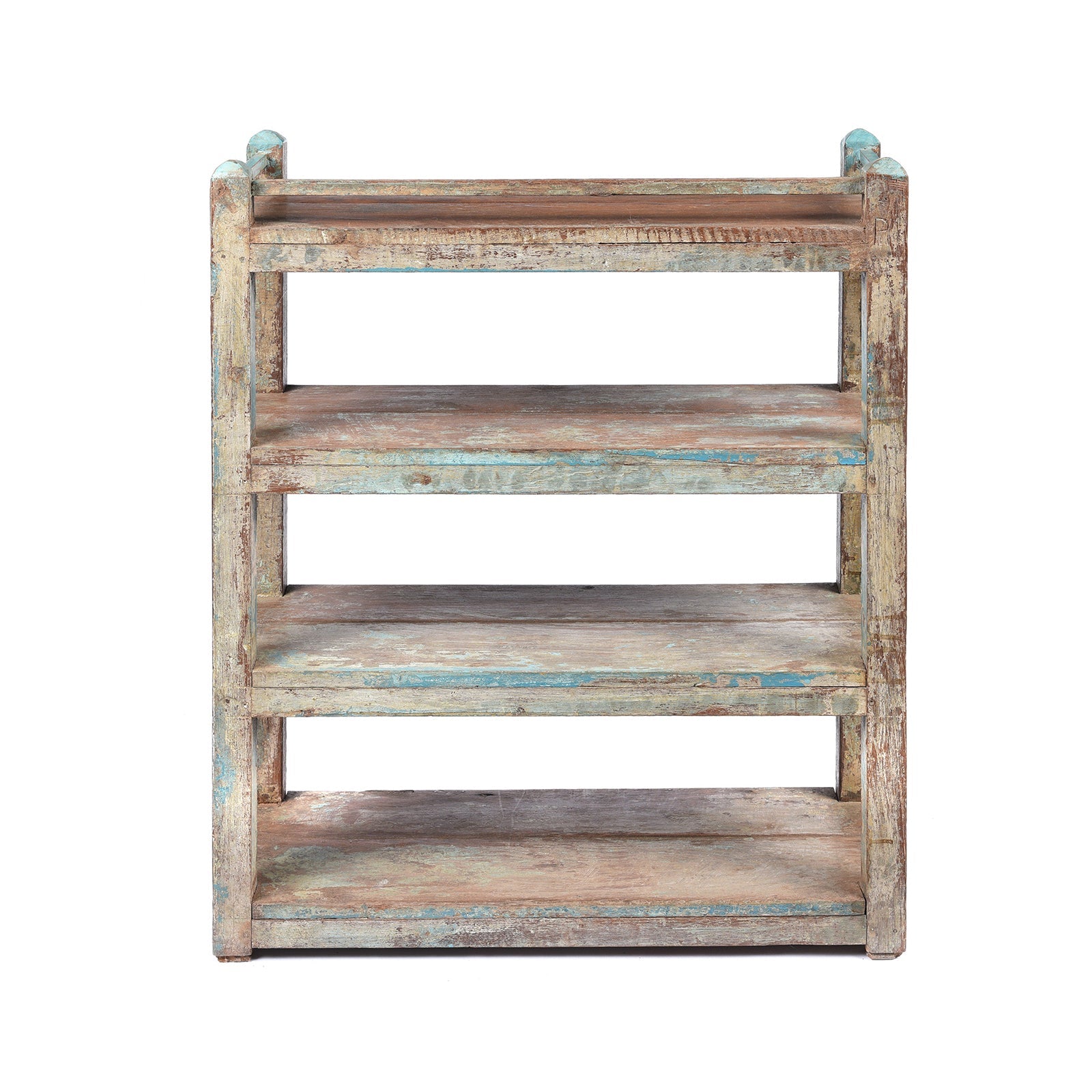 Small Vintage Painted Indian Teak Shelf - Ca 1930