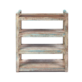 Small Vintage Painted Indian Teak Shelf - Ca 1930