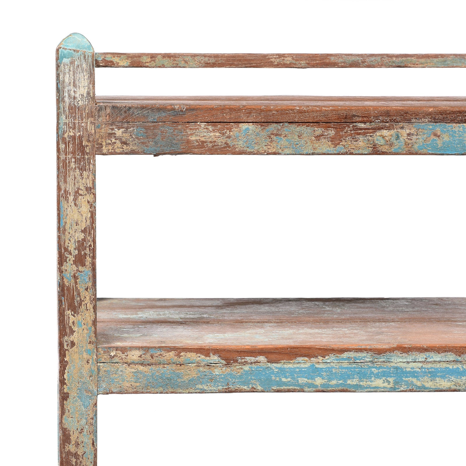 Small Vintage Painted Indian Teak Shelf - Ca 1930