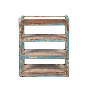 Small Vintage Painted Indian Teak Shelf - Ca 1930