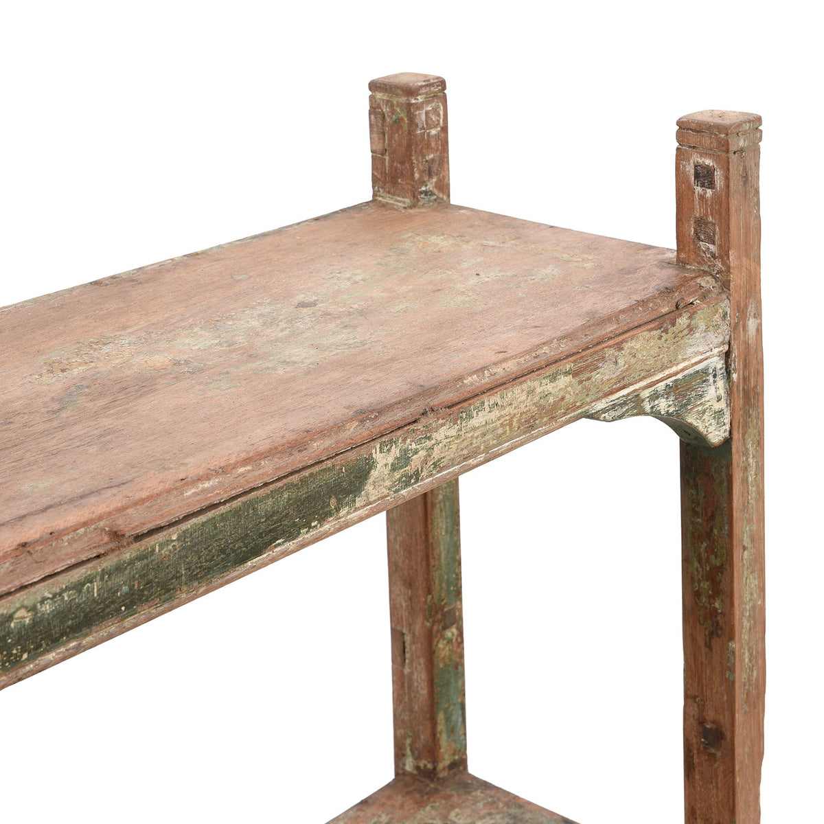 Vintage Painted Teak Shelf From Gujarat - Ca 1930