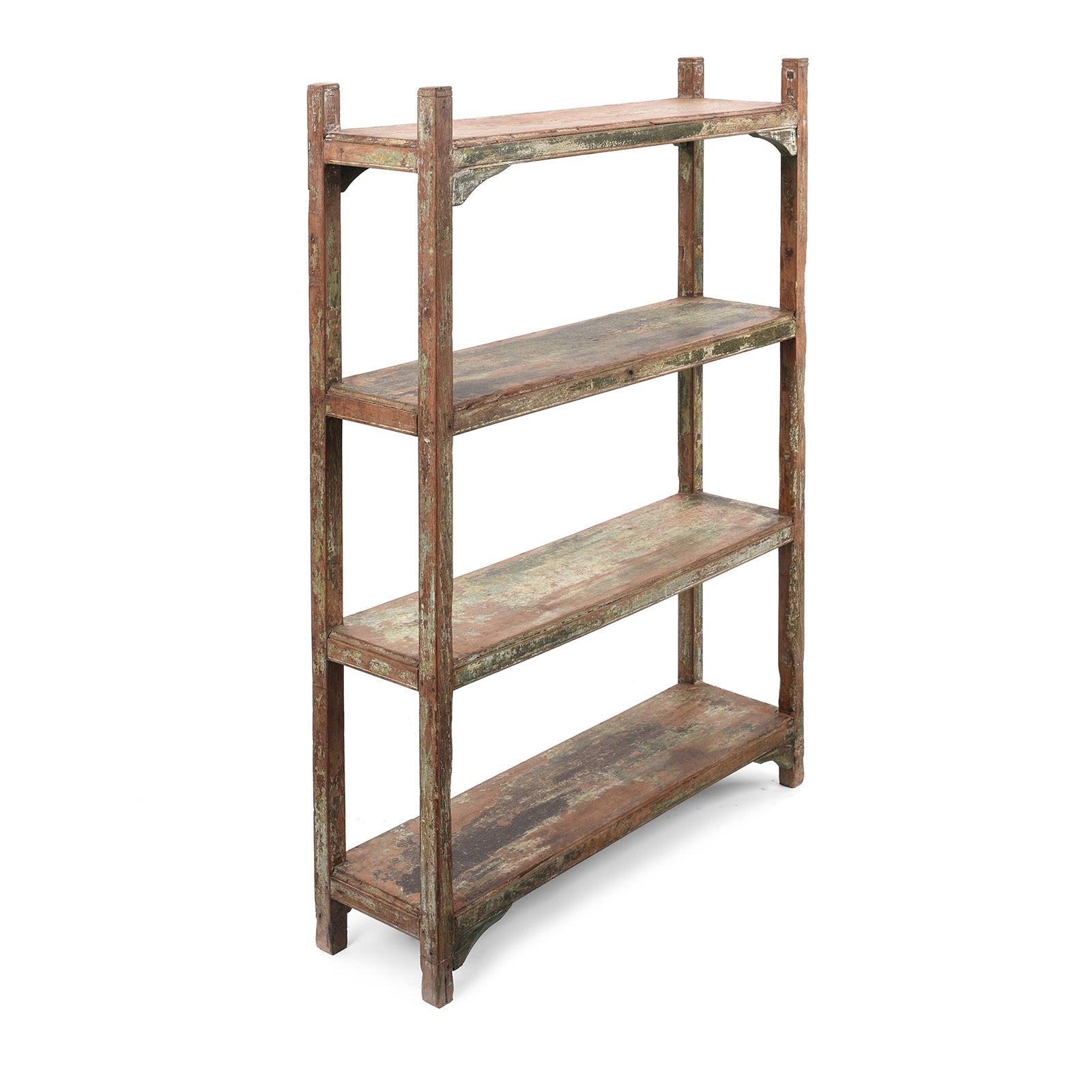 Vintage Painted Teak Shelf From Gujarat - Ca 1930