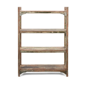 Vintage Painted Teak Shelf From Gujarat - Ca 1930