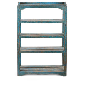 Blue Slatted Teak Shelf From Rajasthan - Ca 1930