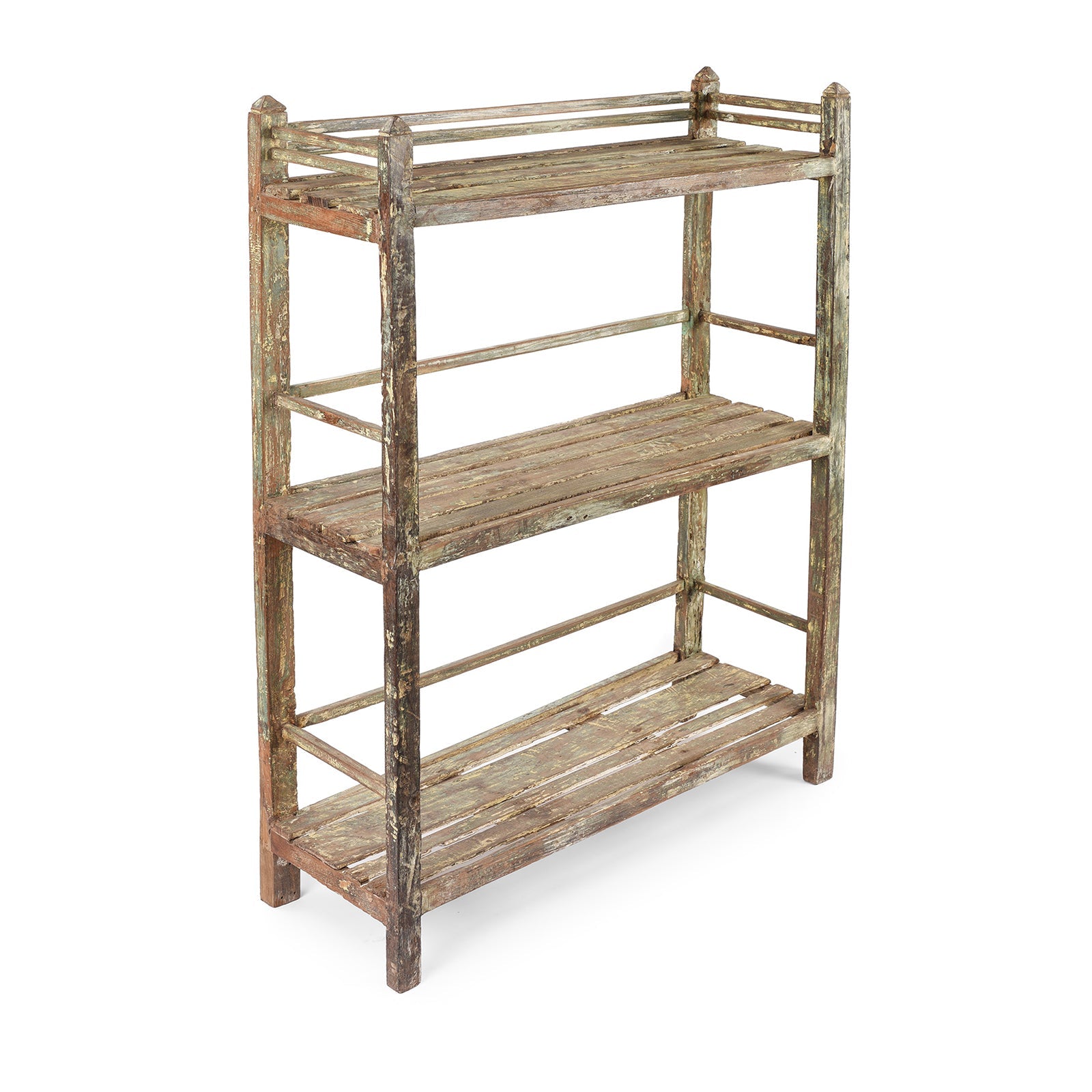 Slatted Teakwood Shelf From Rajasthan - Ca 1930