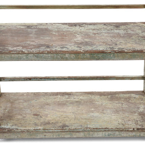 Vintage Blue Painted Indian Teak Shelf - Ca 1930