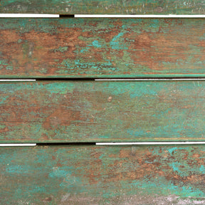 Vintage Green Painted Slatted Teak Bench - Ca 1910