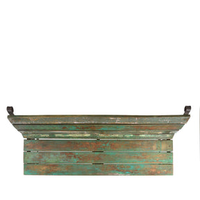 Vintage Green Painted Slatted Teak Bench - Ca 1910