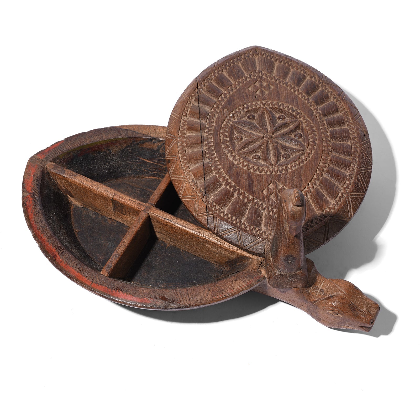 Carved Teak Masala Box From Banswara - Ca 1920