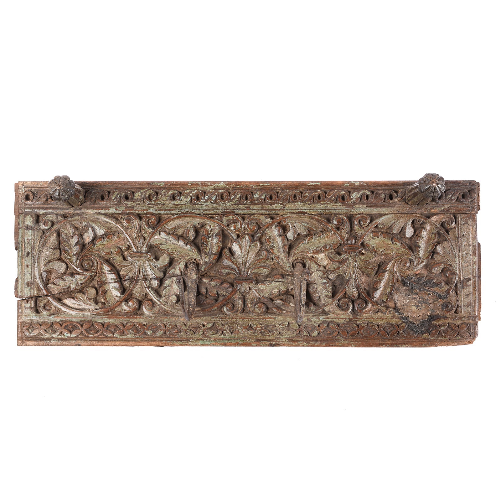 Old Carved Teak Coat Hook Panel - Circa 100 Yrs Old