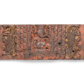 Indian Lintel Panel Of Ganesh & Elephants From Gujarat - 19thC