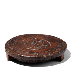 Carved Teak Chapati Board From The Rann Of Kutch - Ca 1920
