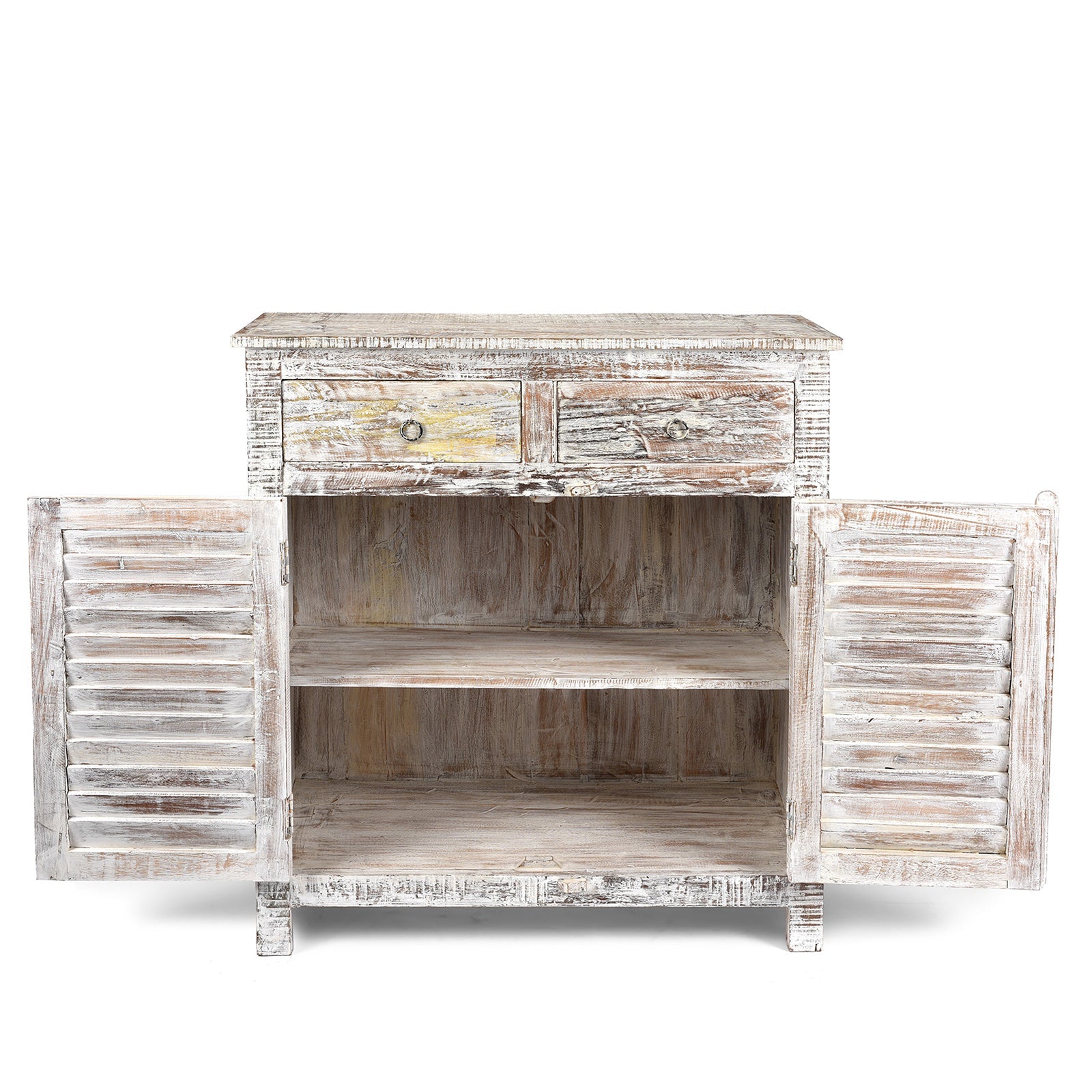 Painted Indian Louvre Cabinet Made From Reclaimed Teak
