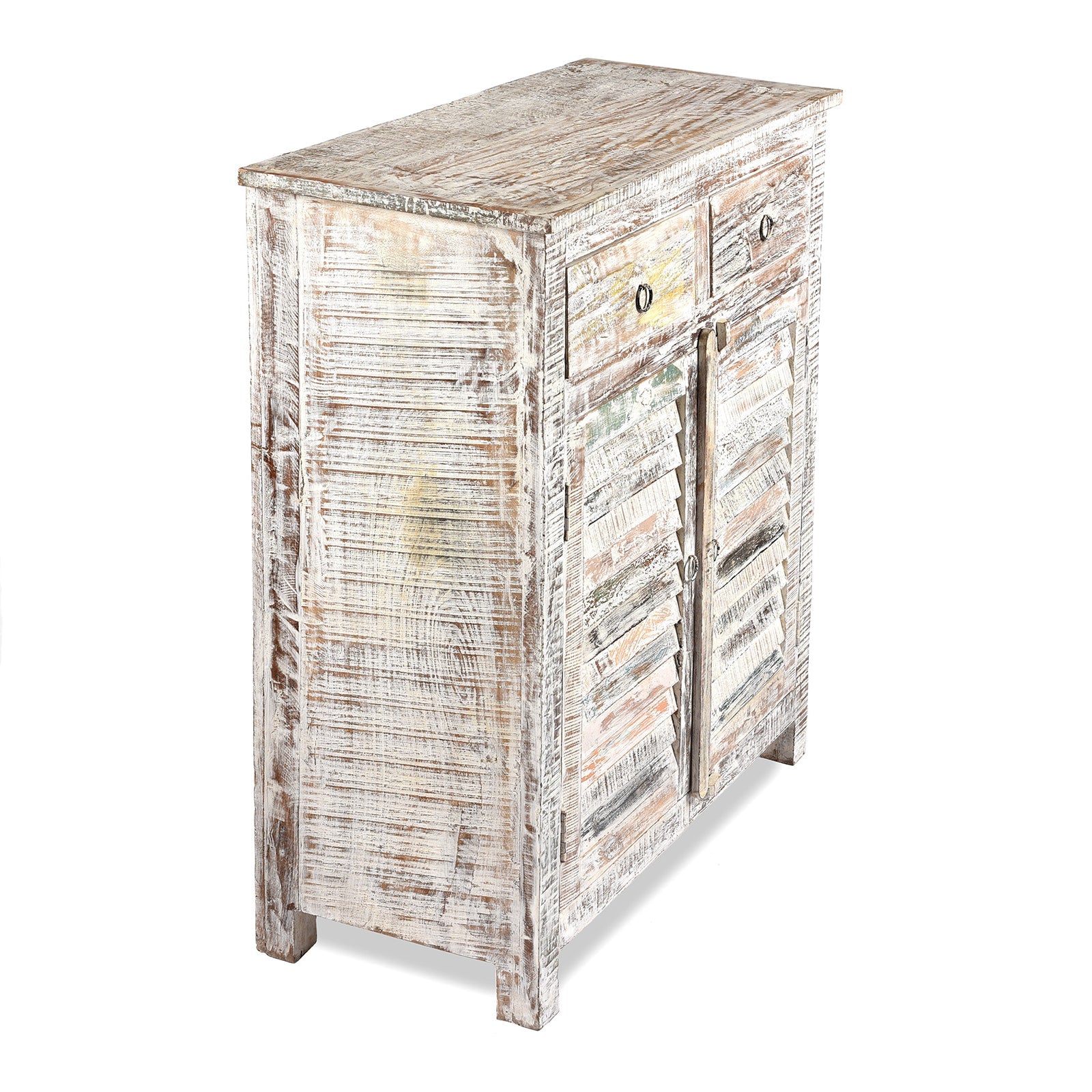 Painted Indian Louvre Cabinet Made From Reclaimed Teak