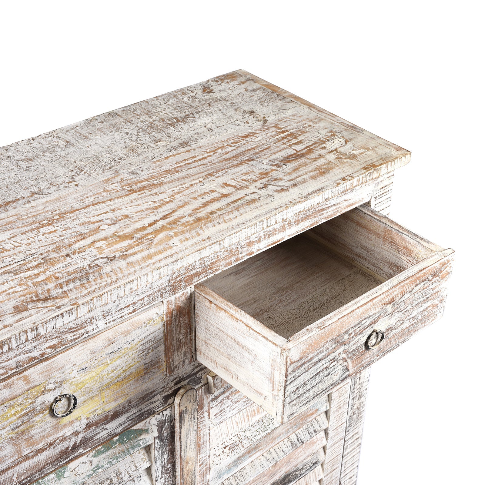 Painted Indian Louvre Cabinet Made From Reclaimed Teak