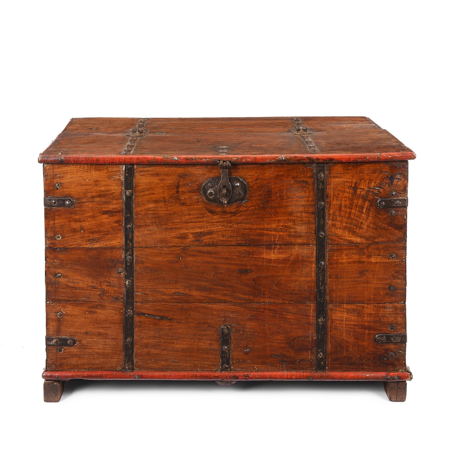 Iron Bound Teak Chest From Gujarat - 19th Century