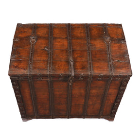 Iron Bound Teak Chest From Gujarat - 19th Century