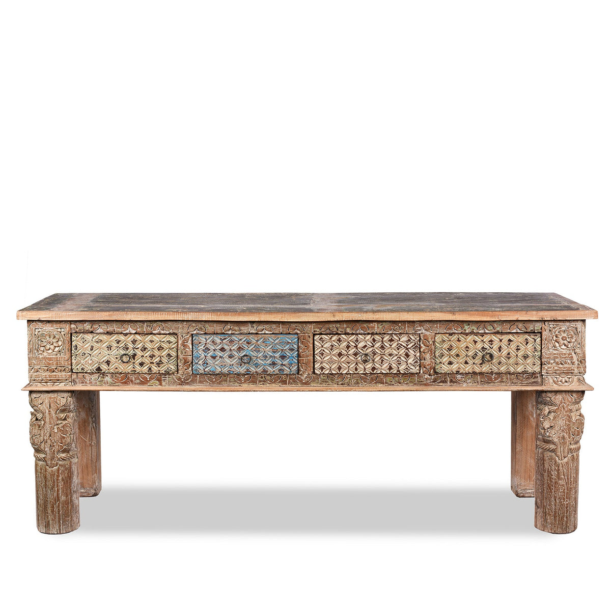 4 Drawer Painted Console Table Made From Reclaimed Teak