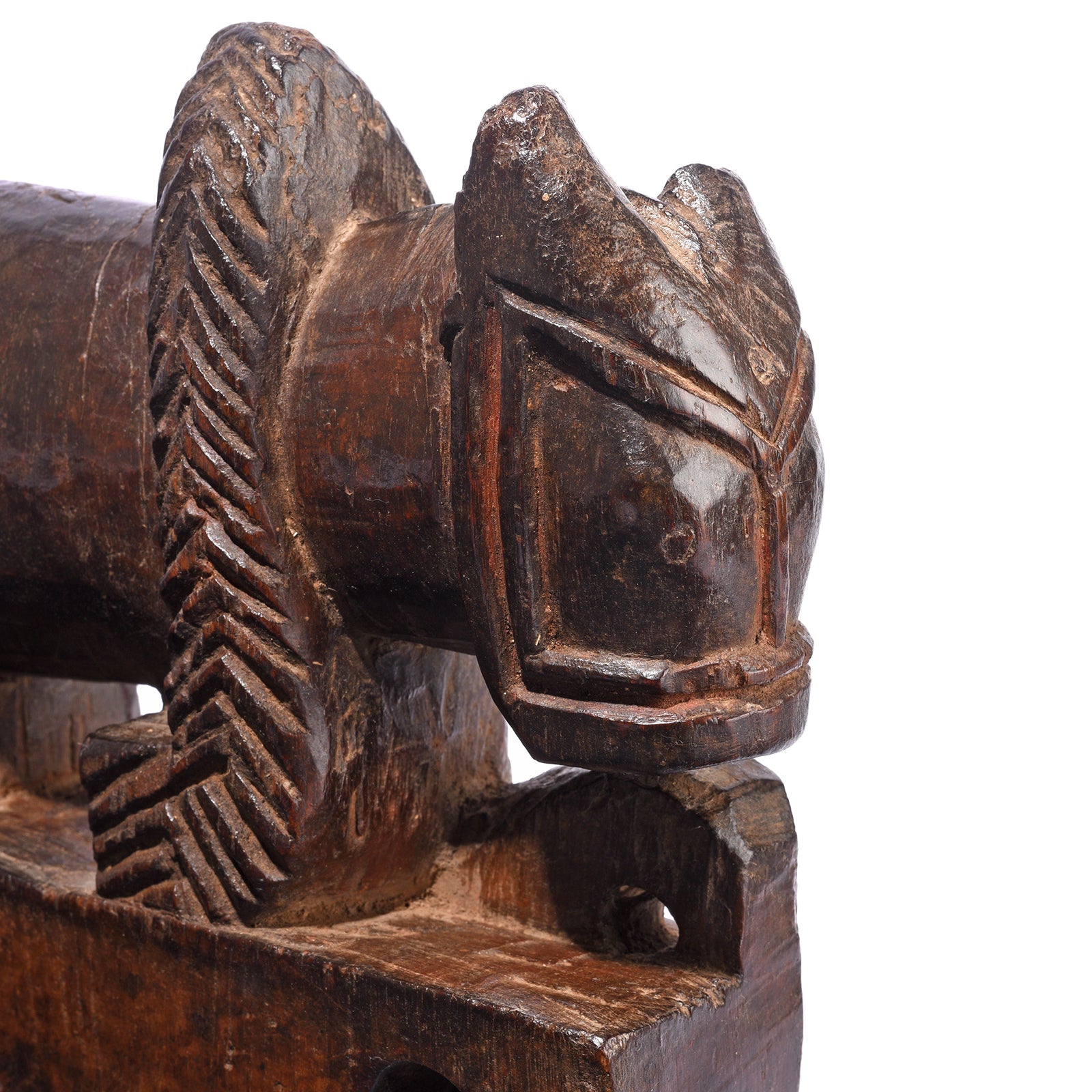 Carved Teak Nandi Bull Toy From Rajasthan - 19th Century