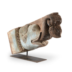 Carved Teak Elephant Corbel From Andhra Pradesh - 19th Century