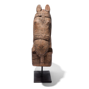 Carved Teak Horse Head Corbel On Stand - 19th Century