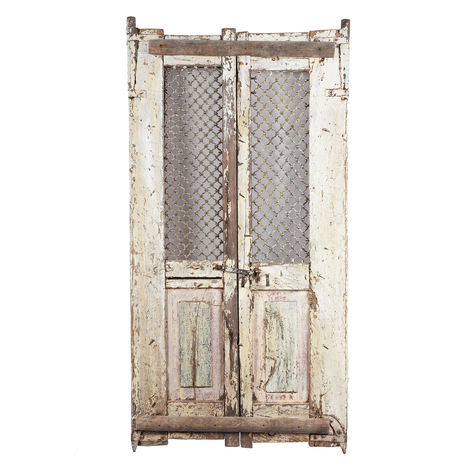 White Painted Jali Doors From Gujarat - 19th Century