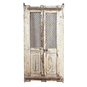White Painted Jali Doors From Gujarat - 19th Century