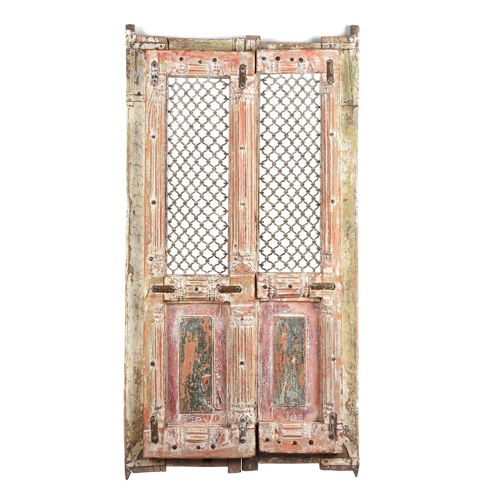 White Painted Jali Doors From Gujarat - 19th Century