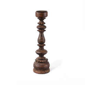 Carved Teak Candle Stick From Banswara - Ca 1920