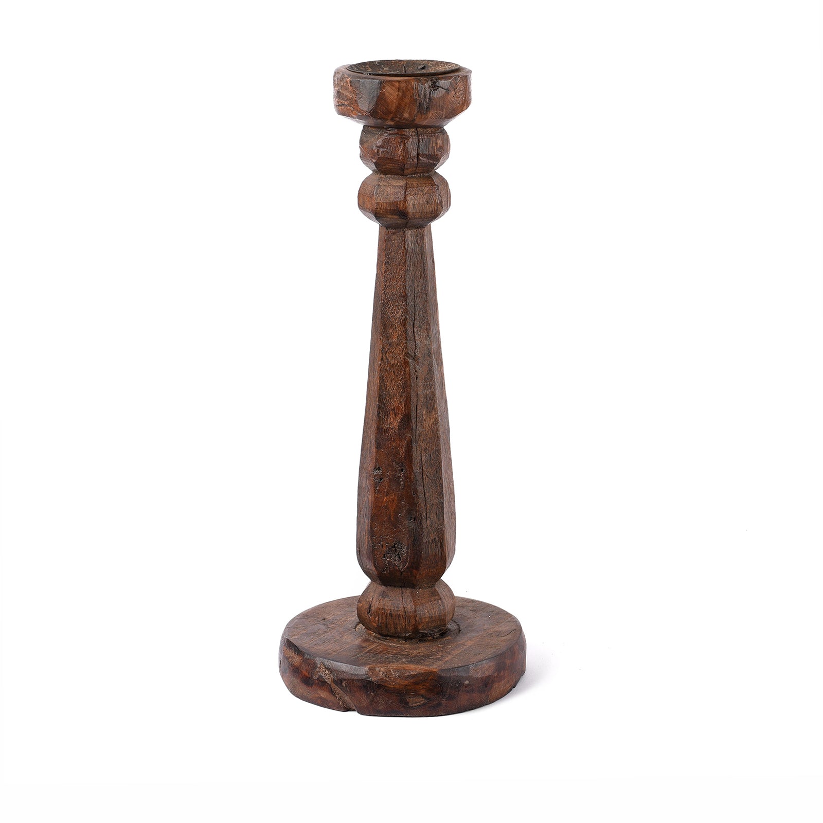 Carved Teak Candle Stick From Banswara - Ca 1920