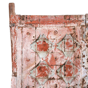 Pink Painted Carved Door From Gujarat - 18th Century