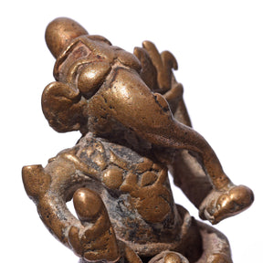 Brass Miniature Votive Statue Of Ganesh - 18th Century