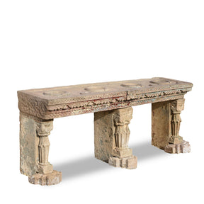 Carved Stone Indian Water Pot Stand (Parinda) From Gujarat - 19thC