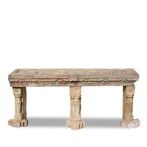Carved Stone Indian Water Pot Stand (Parinda) From Gujarat - 19thC