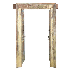 Painted Indian Door From Gujarat - 19th Century
