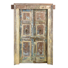 Painted Indian Door From Gujarat - 19th Century