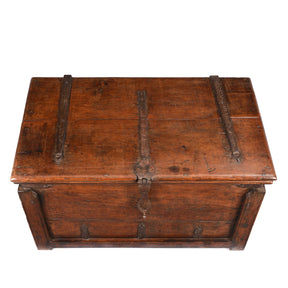 Iron Bound Indian Teak Chest From Goa - 19thC