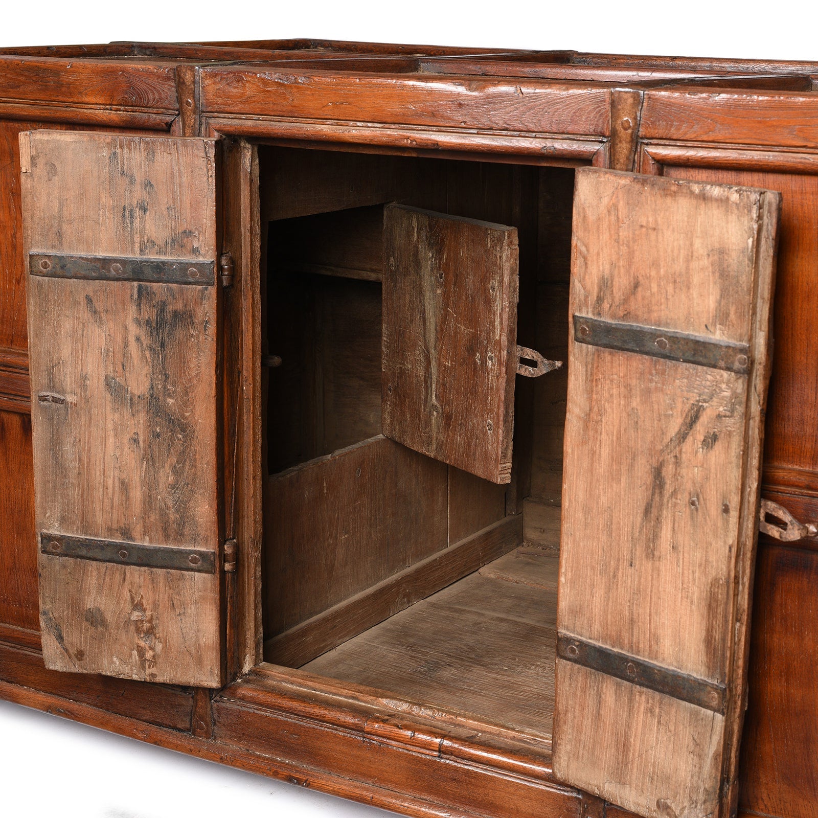 Iron Bound Teak Stick Chest From Kutch - 19th Century