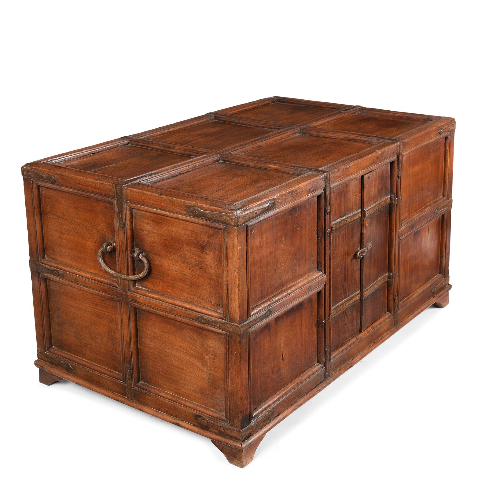 Iron Bound Teak Stick Chest From Kutch - 19th Century