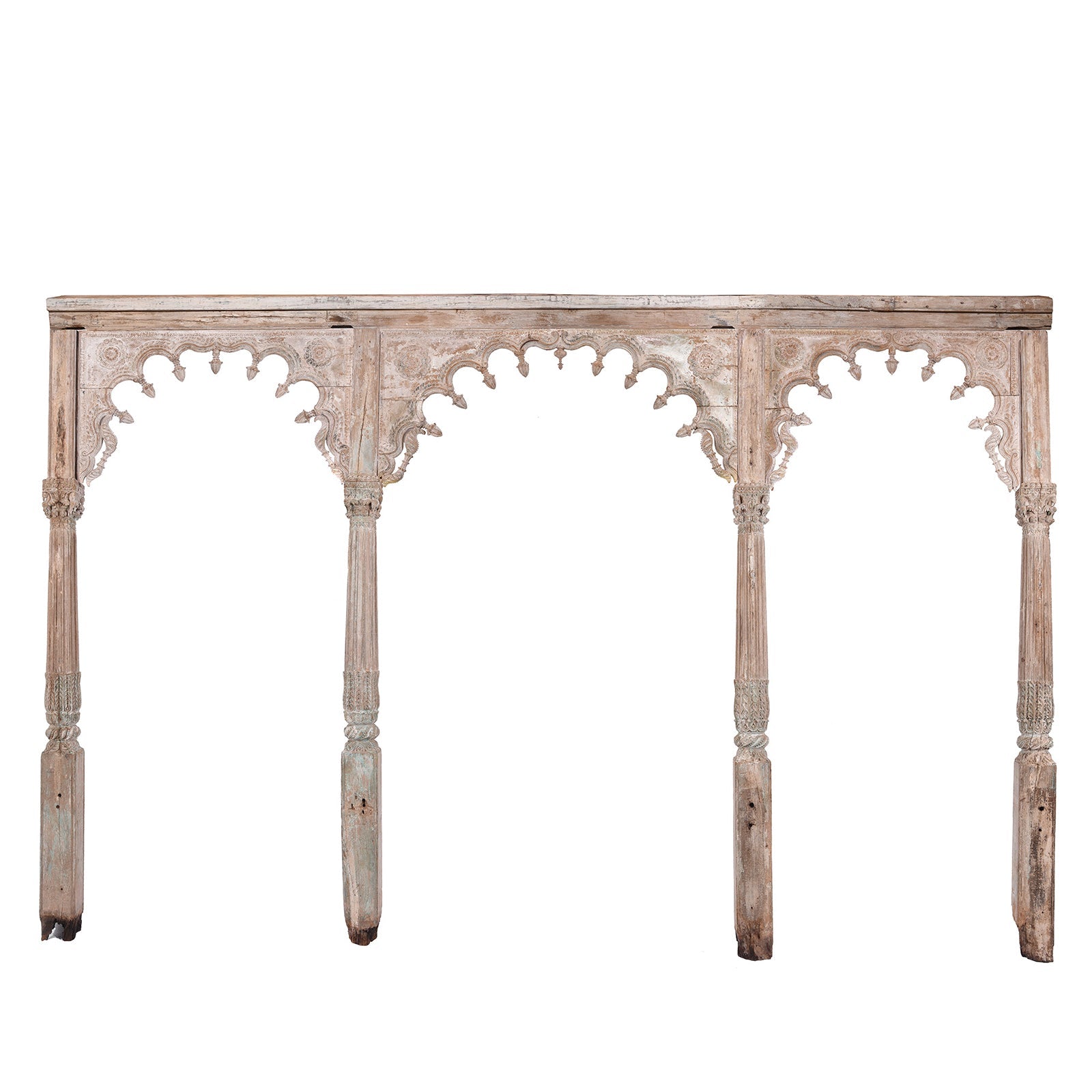 Carved Teak Triple Arch From Maharashtra - 19thC