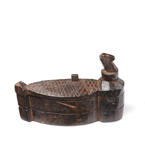 Carved Teak Tika Box From Banswara, Rajasthan - Ca 1920
