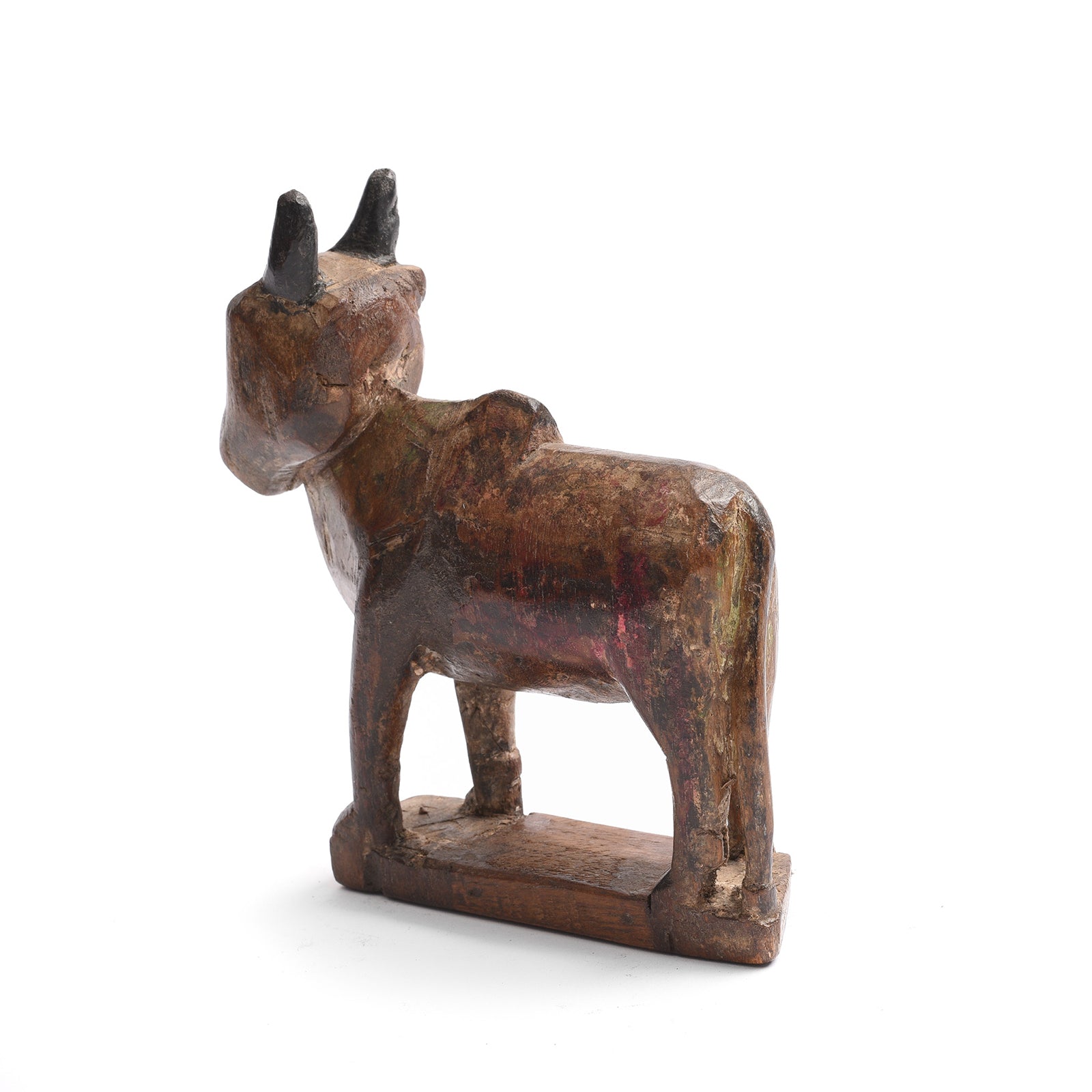 Carved Teak Nandi Bull Toy From Andhra Pradesh - Ca 1920