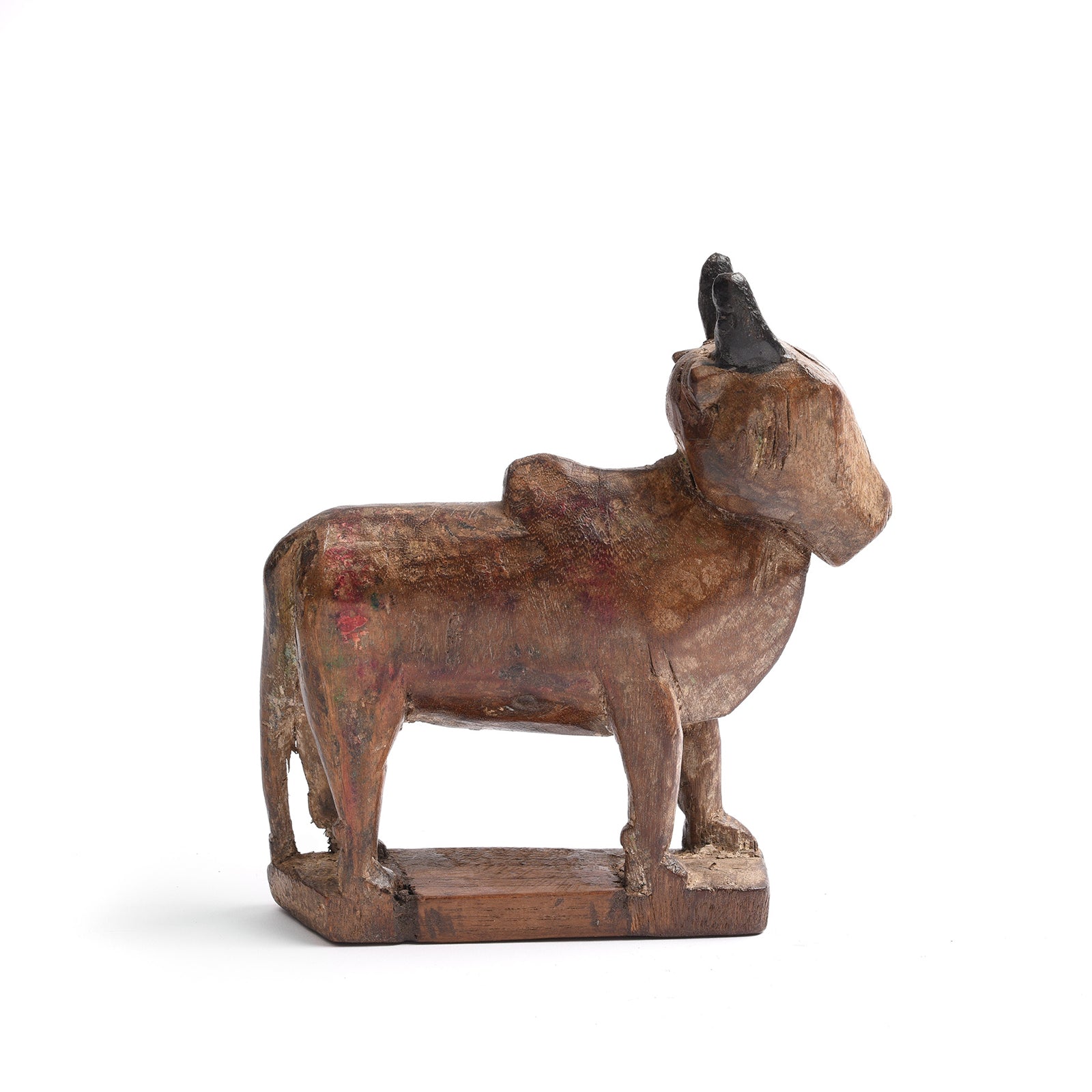 Carved Teak Nandi Bull Toy From Andhra Pradesh - Ca 1920