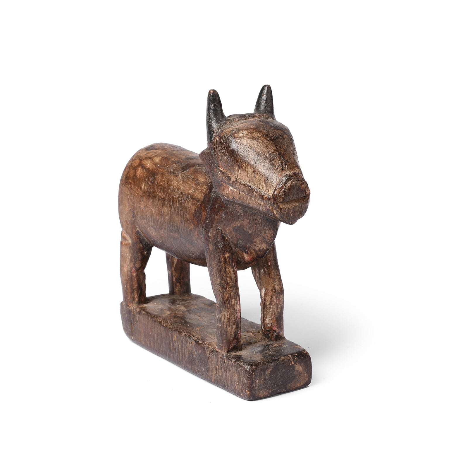 Carved Teak Nandi Bull Toy From Andhra Pradesh - Ca 1920