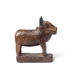 Carved Teak Nandi Bull Toy From Andhra Pradesh - Ca 1920